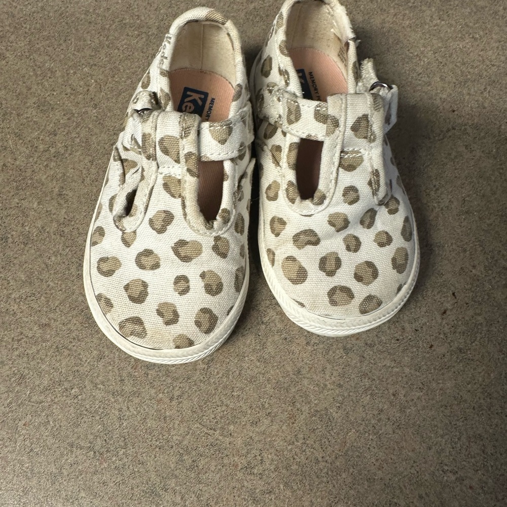 Keds Kids White and Brown Leopard Sneakers